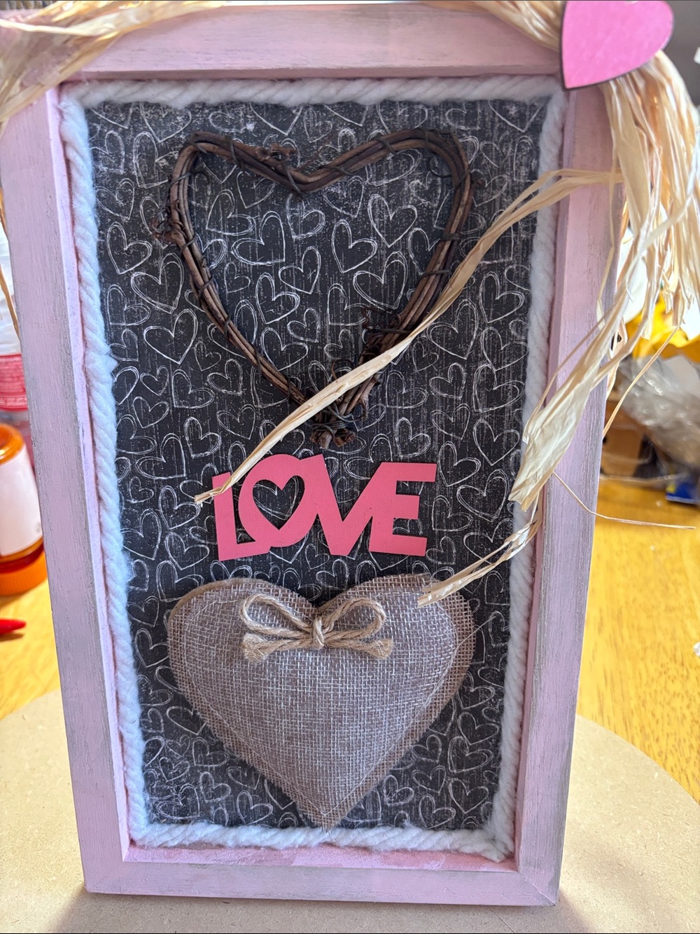 Pink Love Heart Framed Home Accent
